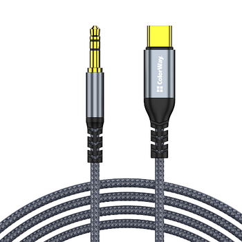 Адаптер-перехідник ColorWay USB-C to 3.5 mm mini-Jack 1.2 м сірий