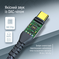 Адаптер-перехідник ColorWay USB-C to 3.5 mm mini-Jack 1.2 м сірий, фото 4