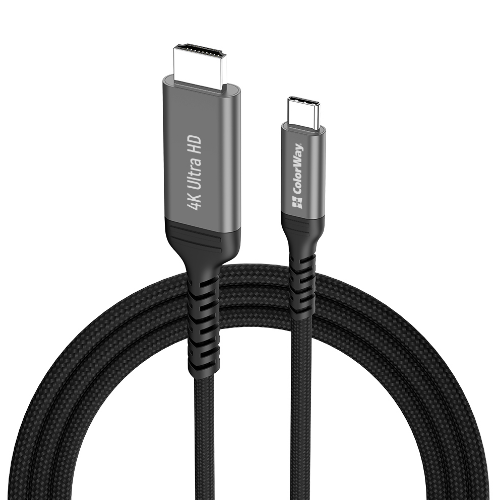 Кабель ColorWay USB-C to HDMI 4K 60Hz 2m чорний, фото 1