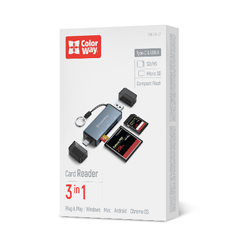 Кардрідер ColorWay USB 2.0/USB-C to CF/SD/MicroSD