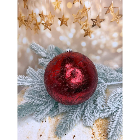 Новорічна куля “Ретро” 150 мм велика стильна прикраса для святкового блиску Червоний, фото 1