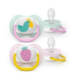 Пустушка Avent Ultra Air, 0-6 міс., 2 шт., дизайн для дівчат.