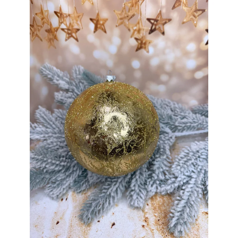 Новорічна куля “Ретро” 150 мм велика стильна прикраса для святкового блиску Золотий