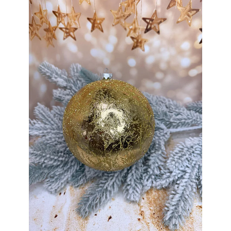 Новорічна куля “Ретро” 150 мм велика стильна прикраса для святкового блиску Золотий, фото 1