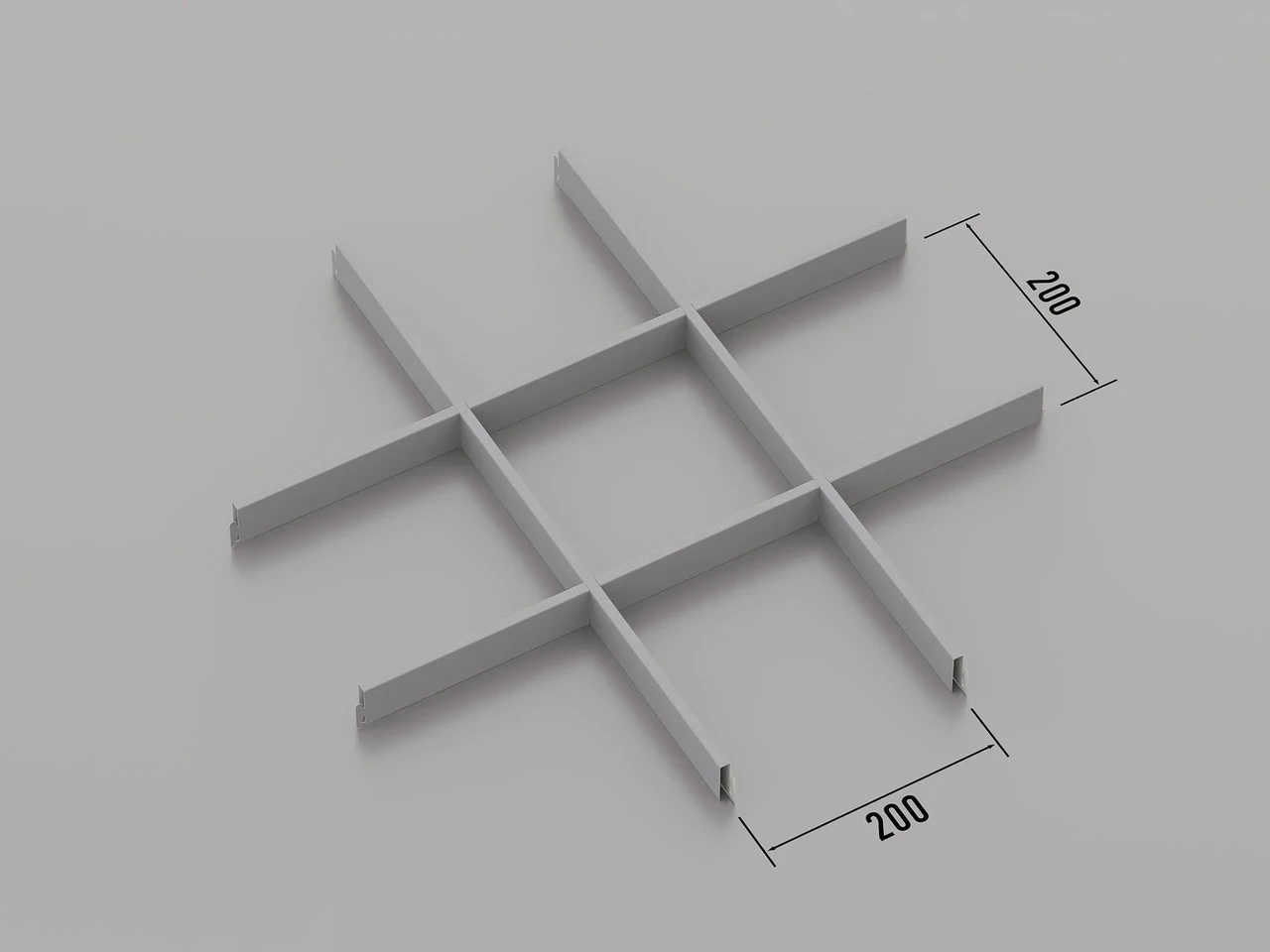 Підвісна стеля Грильято 200*200 Срібний металик ( сірий ) RAL 9006