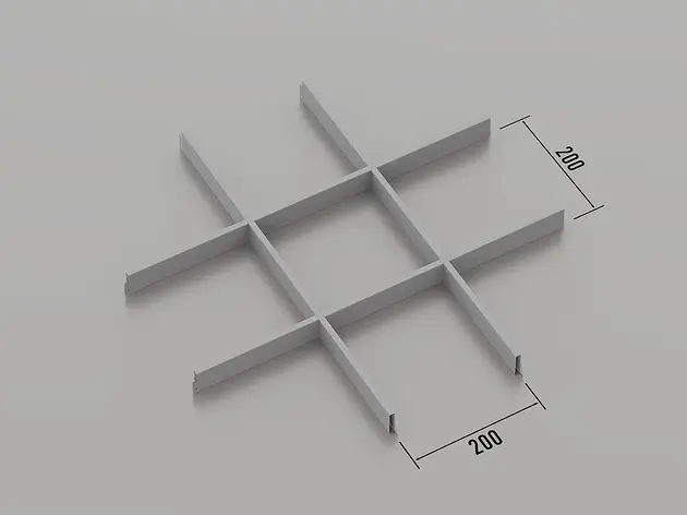Підвісна стеля Грильято 200*200 Срібний металик ( сірий ) RAL 9006, фото 1
