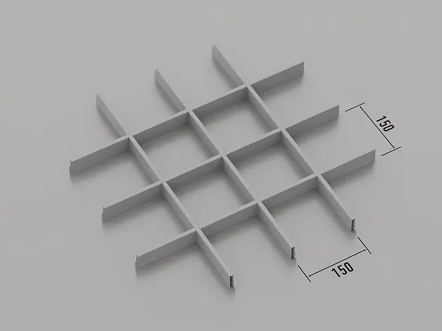 Підвісна стеля Грильято 150*150 Срібний металик ( сірий ) RAL 9006, фото 1