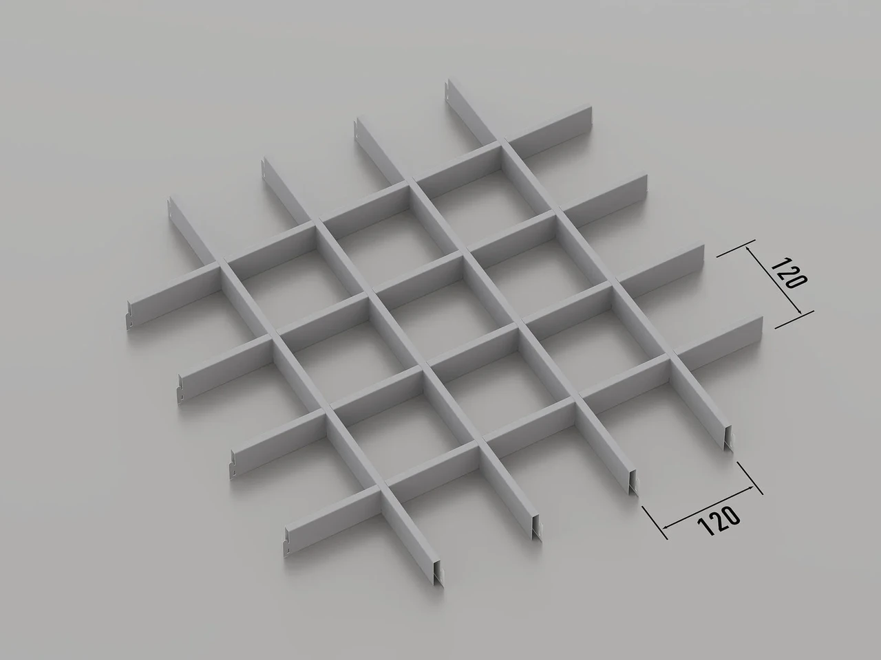 Підвісна стеля Грильято 120*120 Срібний металик ( сірий ) RAL 9006