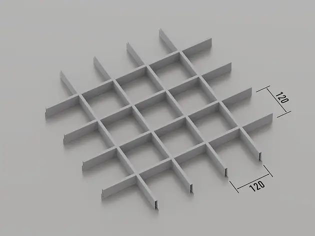Підвісна стеля Грильято 120*120 Срібний металик ( сірий ) RAL 9006, фото 1