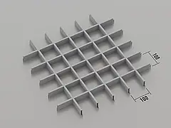 Підвісна стеля Грильято 100*100 Срібний металик ( сірий ) RAL 9006