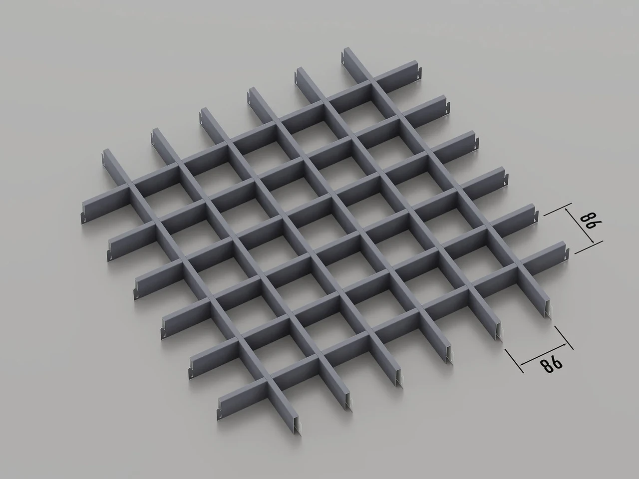 Підвісна стеля Грильято 86*86 Графіт RAL 7024