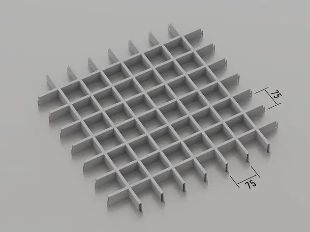 Підвісна стеля Грильято 75*75 Срібний металик ( сірий ) RAL 9006, фото 1