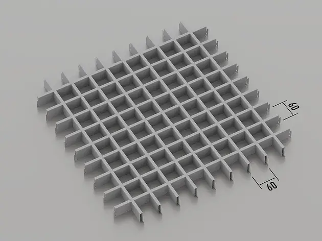Підвісна стеля Грильято 60*60 Срібний металик ( сірий ) RAL 9006, фото 1