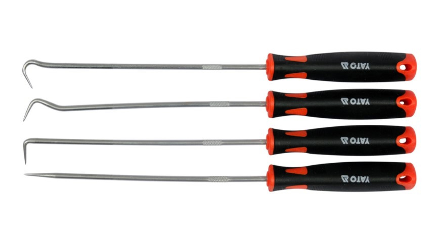 Набір гаків подовжених для слюсарних робіт + шило, L = 240 мм, 4 шт. Yato YT-08429