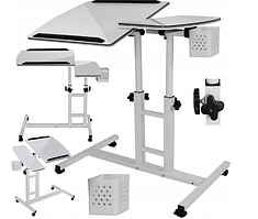 Підставка для ноутбука на коліщатках біла