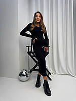 Женское трендовое платье из трикотажа рубчик