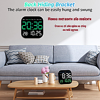 Годинник Deepfox DS-6650 LED цифровий електронний настінний Будильник Дата Температура 18,5х18,5см, фото 3