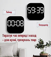 Годинник Deepfox DS-6650 LED цифровий електронний настінний Будильник Дата Температура 18,5х18,5см, фото 6