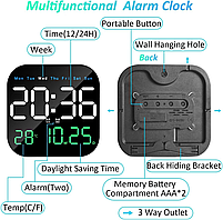 Годинник Deepfox DS-6650 LED цифровий електронний настінний Будильник Дата Температура 18,5х18,5см, фото 10