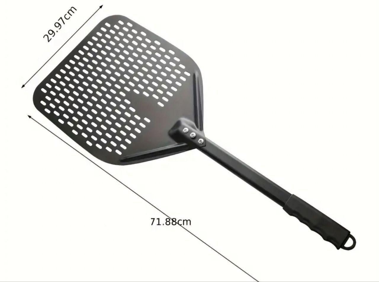 Лопата для піци перфорована 30х72 см алюмінієва з металевою ручкою (Польща), фото 1