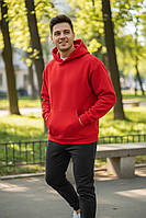 Чоловічий спортивний теплий костюм на флісі Червоно-чорний 46