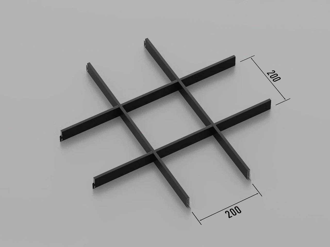 Підвісна стеля Грильято 200*200 Чорний RAL 9005