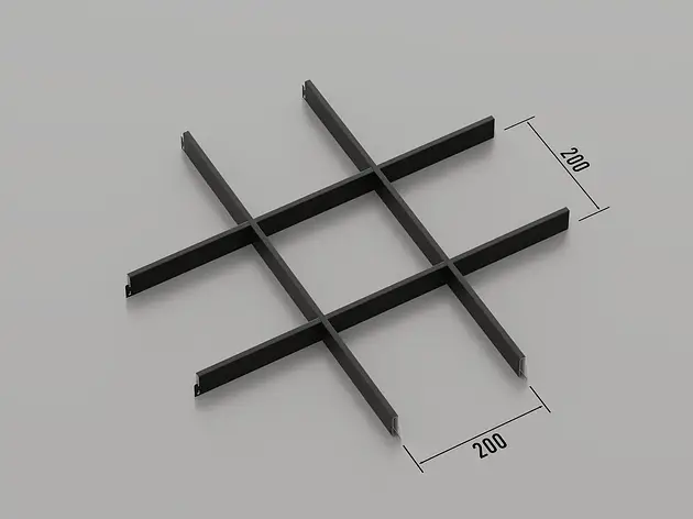 Підвісна стеля Грильято 200*200 Чорний RAL 9005, фото 1