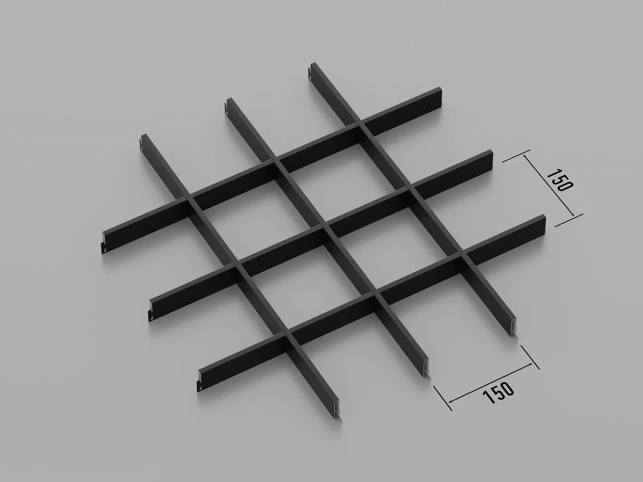 Підвісна стеля Грильято 150*150 Чорний RAL 9005