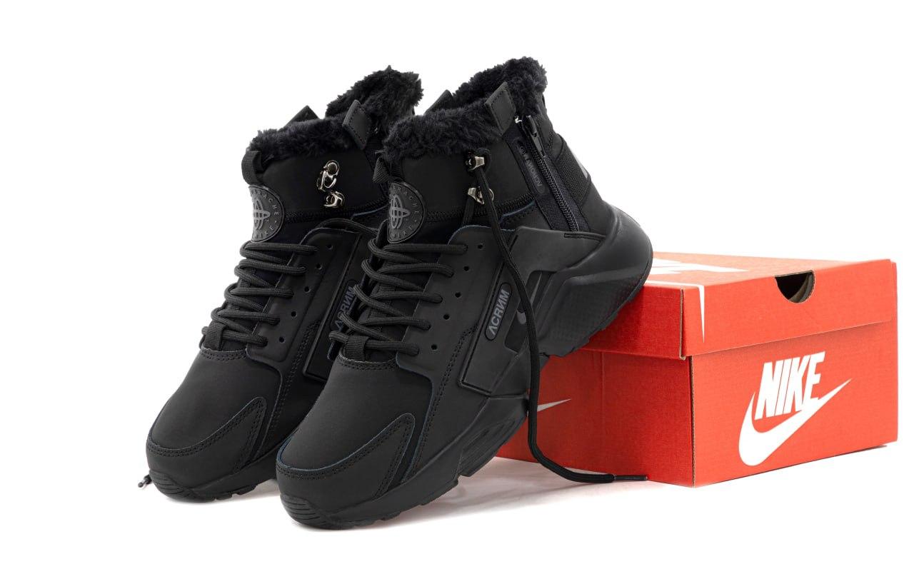 Зимові Чоловічі чорні Кросівки Nike Air Huarache Winter, фото 1