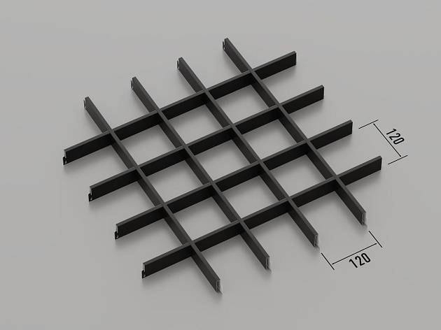 Підвісна стеля Грильято 120*120 Чорний RAL 9005, фото 1
