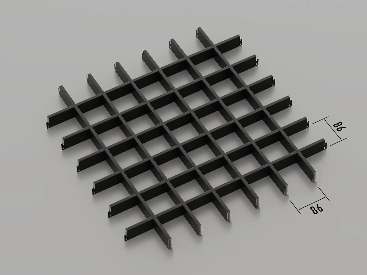 Підвісна стеля Грильято 86*86 Чорний RAL 9005