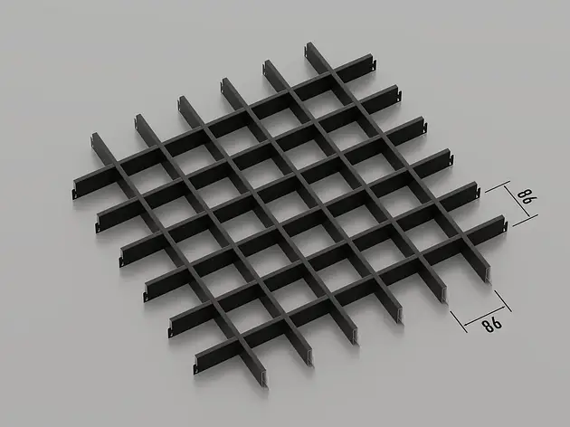 Підвісна стеля Грильято 86*86 Чорний RAL 9005, фото 1