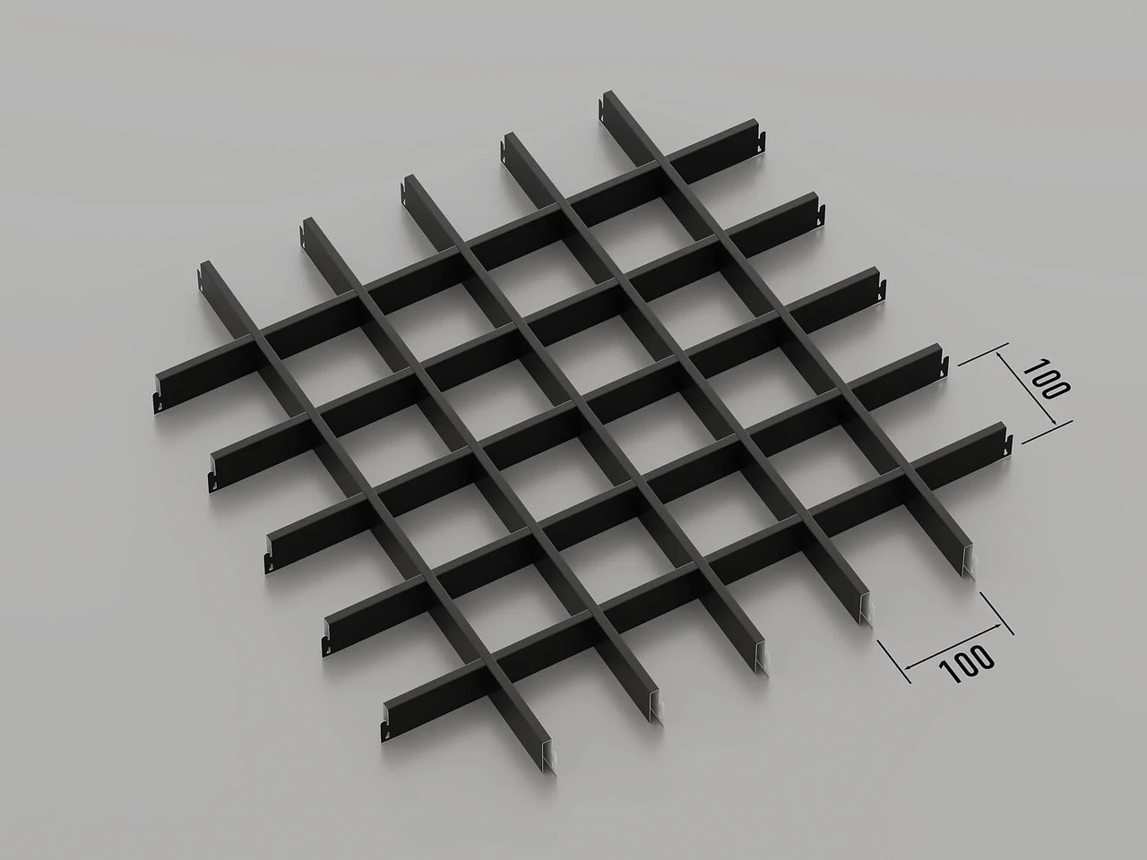 Підвісна стеля Грильято 100*100 Чорний RAL 9005