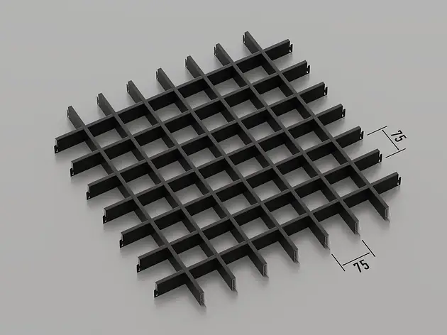 Підвісна стеля Грильято 75*75 Чорний RAL 9005, фото 1