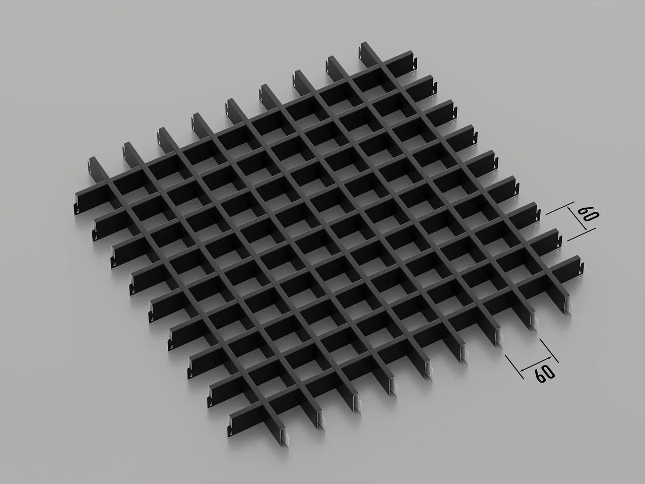 Підвісна стеля Грильято 60*60 Чорний RAL 9005