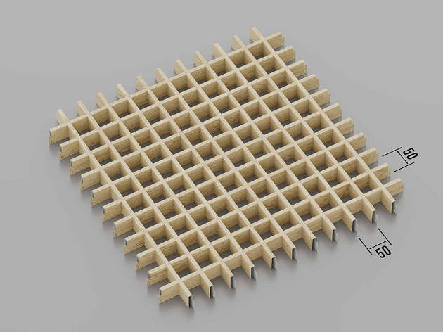 Підвісна стеля Грильято 50*50 світле дерево, фото 1