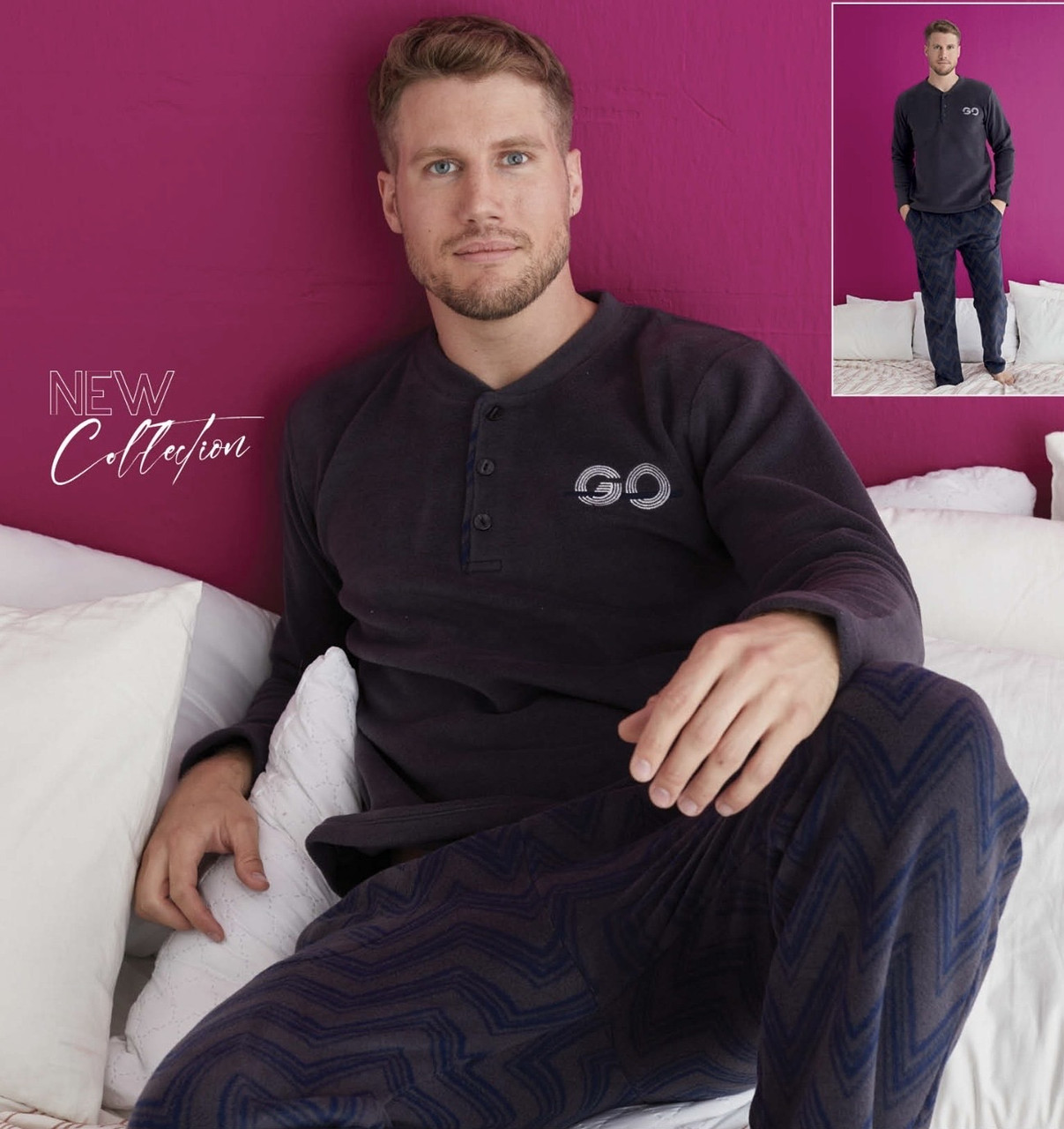 Чоловічий зимовий домашній костюм щільний фліс. Тепла чоловіча піжама