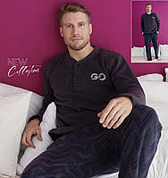 Чоловічий зимовий домашній костюм щільний фліс. Тепла чоловіча піжама