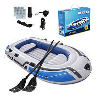 Надувний човен ПВХ із насосом і веслами легкий човен для риболовлі 4-місний