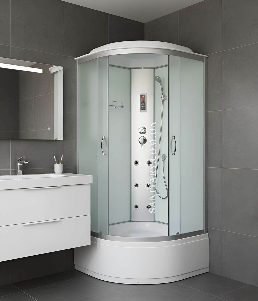 Гідромасажний бокс Ko&Po 470 100x100 з електронікою душовий бокс матове скло душова кабіна з піддоном, фото 1