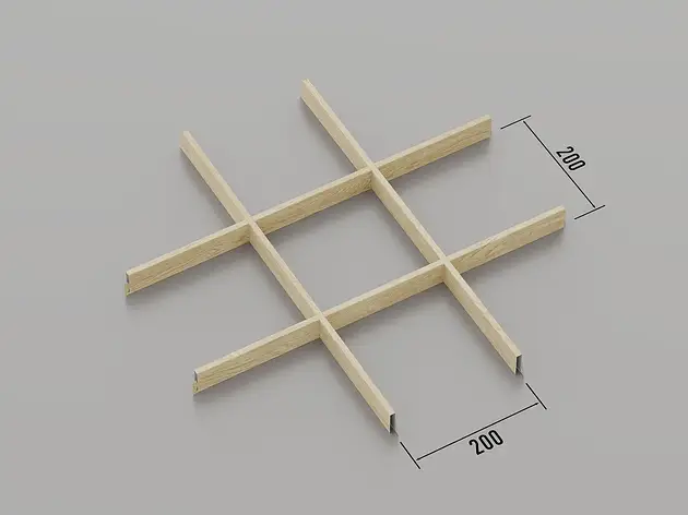 Підвісна стеля Грильято 200*200 Світле дерево, фото 1