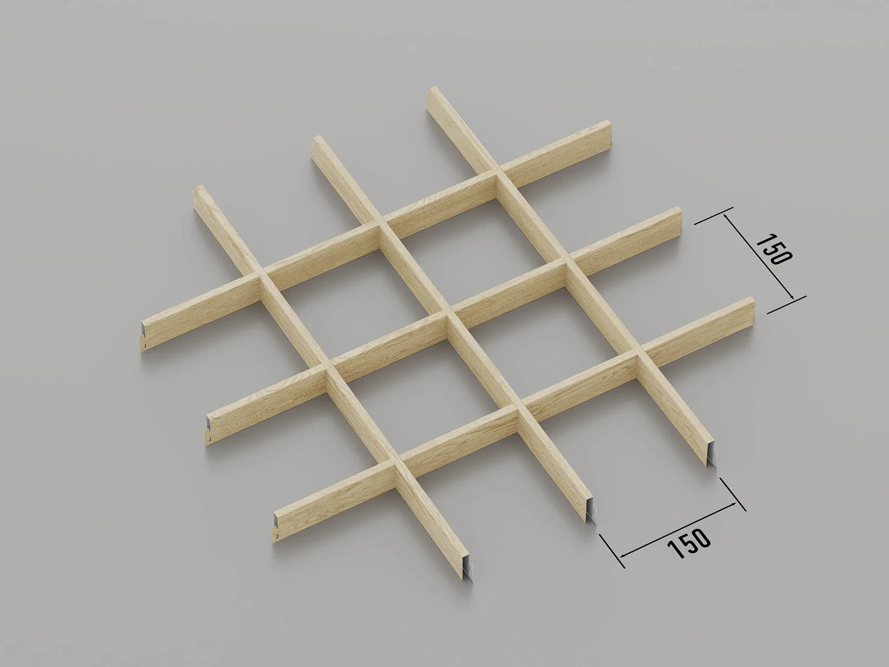 Підвісна стеля Грильято 150*150 Світле дерево