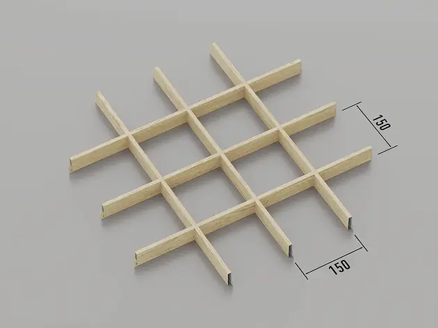 Підвісна стеля Грильято 150*150 Світле дерево, фото 1