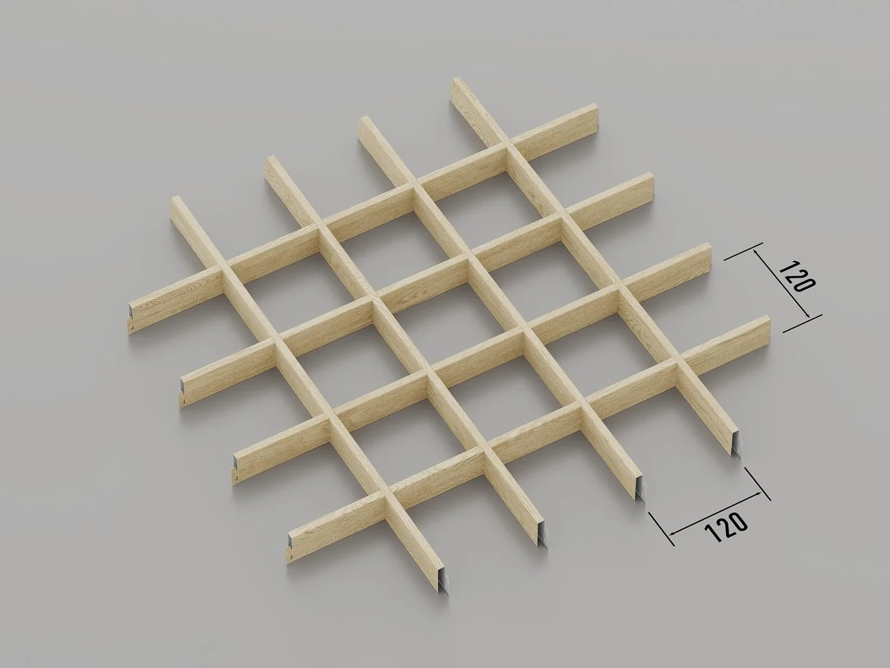 Підвісна стеля Грильято 120*120 Світле дерево
