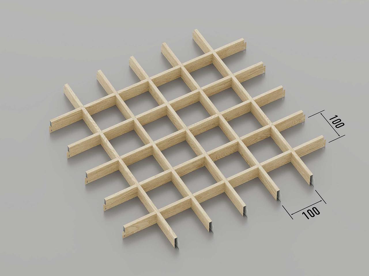 Підвісна стеля Грильято 100*100 світле дерево