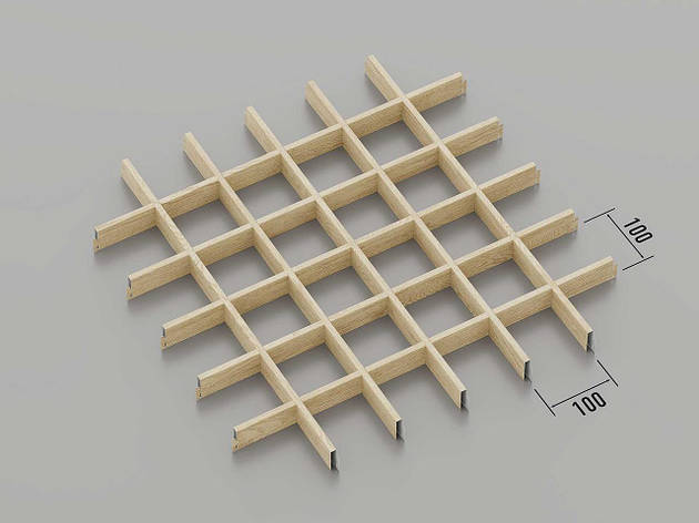 Підвісна стеля Грильято 100*100 світле дерево, фото 1