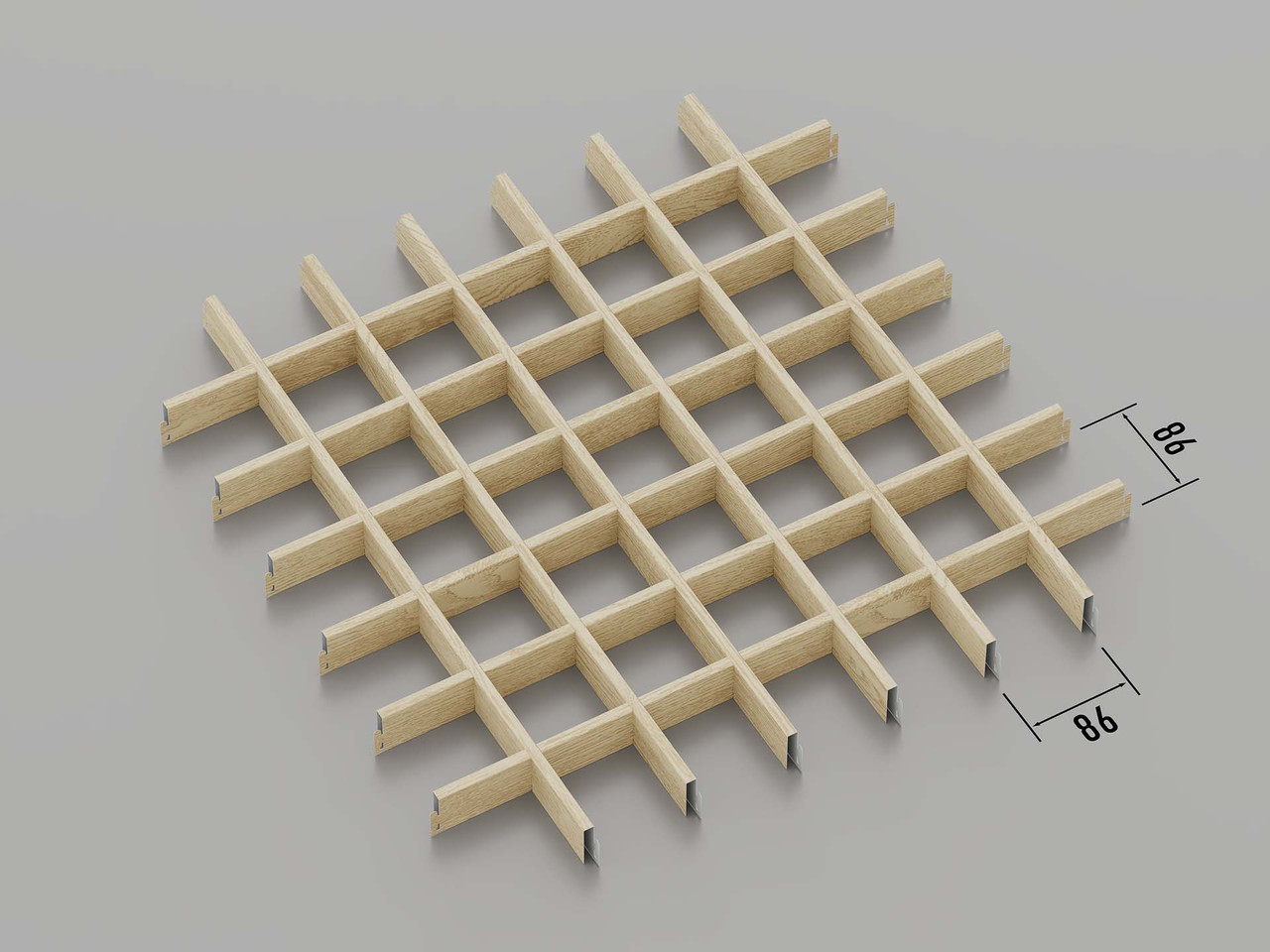 Підвісна стеля Грильято 86*86 Світле дерево