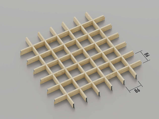 Підвісна стеля Грильято 86*86 Світле дерево, фото 1
