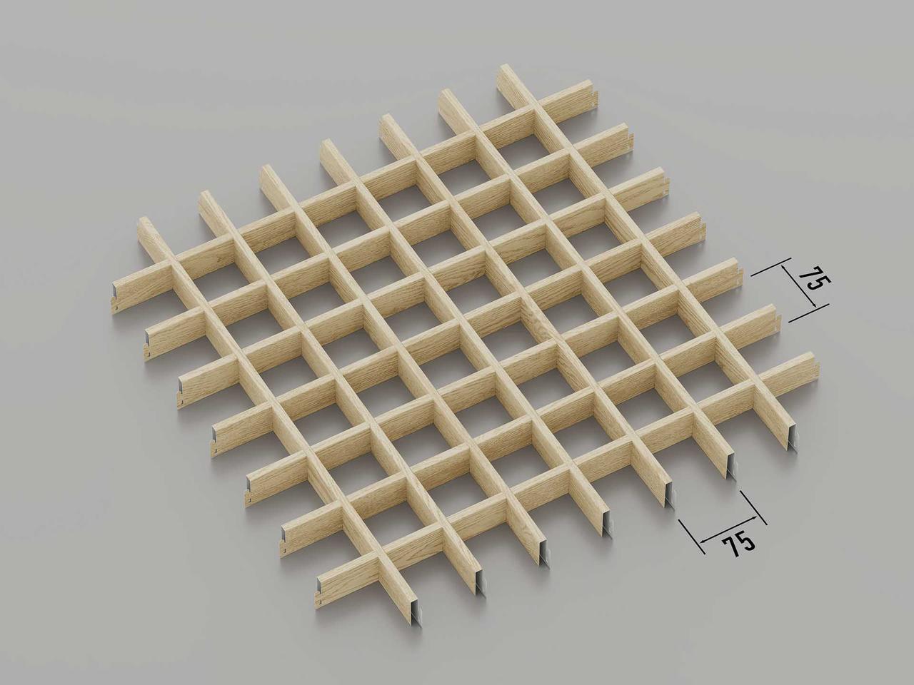 Підвісна стеля Грильято 75*75 світле дерево