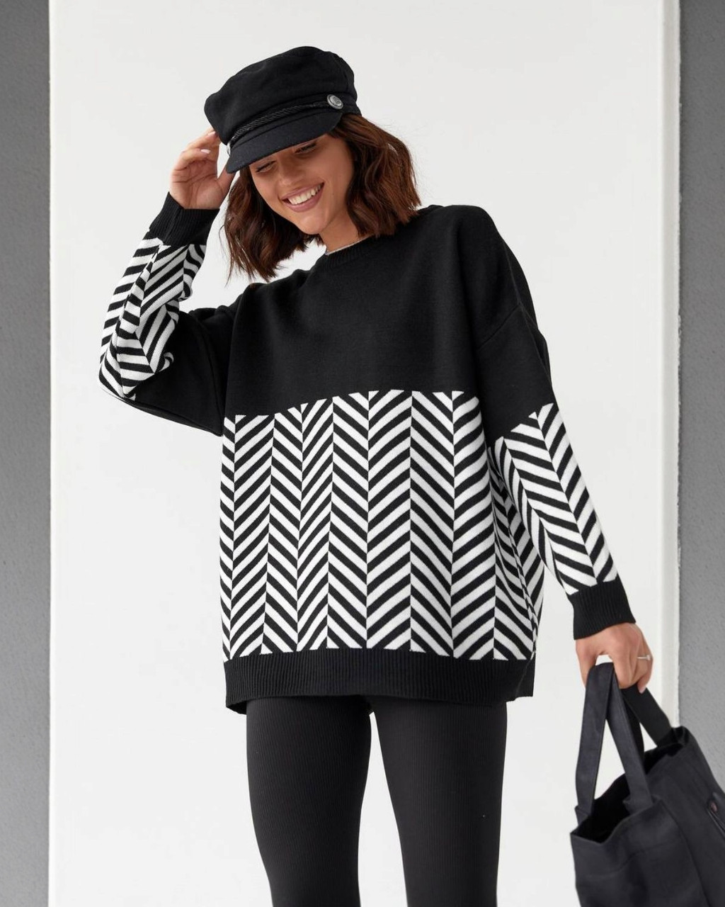 Кофта подовжена в'язана жіноча чорна. One Size, фото 1